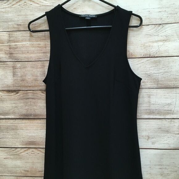 BOSTON PROPER FLUTTER DRESS IN BLACK - Picture 2 of 9